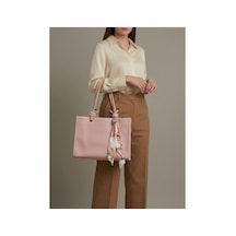 Levano Leather Kadın Fular Detaylı Düğüm Askılı Omuz Çantası Lüks Tasarım Geniş Hacimli Günlük Kol Çantası Pembe