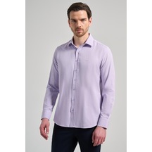 İmza Lila Sert Yaka Düz Classic Pamuklu Slim Fit Gömlek 1004250214 Lila