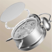 Yüksek Sesli Alarmlı Saat Büyük Boy Nostaljik Analog Çalar Saat Fosforlu Işıklı Alarmlı Metal Gövde Akar Saniyeli Sessiz Şarjlı Pilli Saat Ht-860 Beyaz