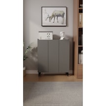 İliana 3 Kapaklı 4 Raflı Çok Amaçlı Dolap, Banyo Dolabı, Mutfak Dolabı Antrasit
