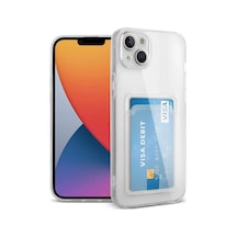 Newface Apple iPhone Uyumlu 15 Kılıf Kart Şeffaf Silikon - Şeffaf Diğer
