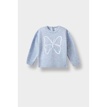 Defacto Bisiklet Yaka Triko Mavi Kız Bebek Kazak F2589a5/be216 Mavi