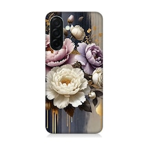 Samsung Galaxy A56 Uyumlu Altın Gölge Peony Büyüsü Desenli Silikon Kılıf Çok Renkli