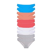 Hubrendy Tedarik 10 Adet Süper Eko Set Likralı Kadın Slip Gri Beyaz Pudra Fuşya Mavi Çok Renkli