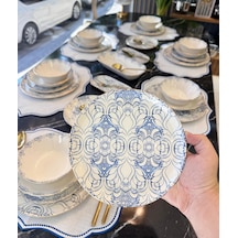 27 Parça 6 Kişilik Modern Blue Cycle Yemek Takımı-4350 Mavi