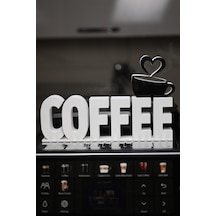 Dekoratif Coffee Yazılı Kahve Köşesi Standı - Kahve Makinesi Üstü Fincan Detaylı Masaüstü Dekorasyon Coffee Cup Siyah - 836016861