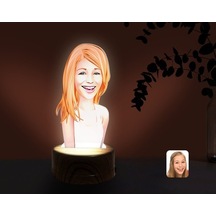 Kişiye Özel Kadın Karikatürlü Dekoratif 3D Biblo Led Işıklı Gece (481496201)