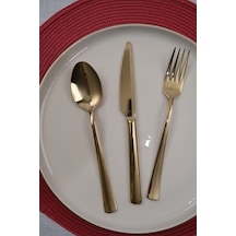 Lugga Nida Gold Tatlı Çatal Kaşık Bıçak Takımı 6 Kişilik 18 Parça Gold