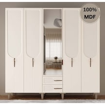 Açelya 5 Kapak Mdf Ayaklı Tasarım Gardırop Aytaşı