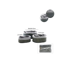 Oval Bambu Kenarlı 3'lü Organizer Sepet Seti - Gri Belirtilmemiş