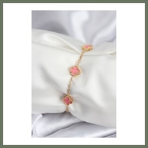 Bezos 316l Çelik Gold Renk Pembe Baby Boy Yonca Kadın Bileklik Bezos1