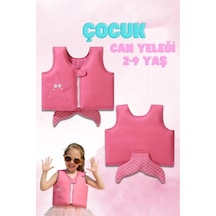 2-9 Yaş Pembe Kuyruklu Sünger Yüzme Can Yeleği Çocuklar İçin Yüzdürme Ekipmanı Havuz Can Simidi
