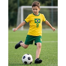 Civil Boys Brazil Baskılı 2'li 10-13 Yaş Takım - Pamuk Forma - Sarı