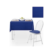 Saks Mavi Kadife Dokulu Masa Örtüsü 180x180