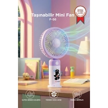 Şarjlı El Vantilatörü Masaüstü Stantlı 3 Kademeli Taşınabilir Mini Fan F56 Mor