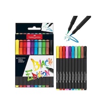 Faber-Castell Black Edition Keçeli Kalem Fırça Uç 10’lu, Parlak Renkler, Yazım ve Boyama İçin Uygun, Yumuşak
