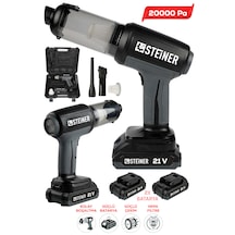 Steiner 21v Çift Akülü 20.000pa Güçlü Portatif Taşınabilir Vakumlu Kablosuz Üfleme Özellikli Mini Araç Süpürgesi Çantalı 20000 Pa