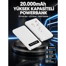 Akıllı Lcd Ekranlı 20.000mah Powerbank Pd + Usb + Type-c Yeni Nesil - Lisinya Beyaz