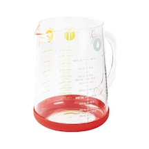 Tantitoni Kırmızı Borosilikat Cam Sürahi-ölçü Kabı 1l Kırmızı