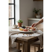 Akayev Traverten 30 Cm Döner Standlı Sunumluk Beyaz