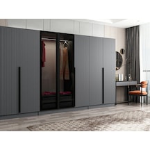 Kale Plus 7 Mebran Kapaklı 2ç Dolap Antrasit Mebran Füme Cam 190cm Antrasit