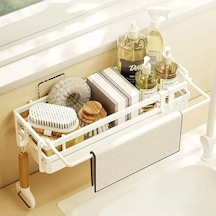 Trendooze Mutfak Eşyaları İçin Mutfak Tutucu, Sünger, Sabun İçin, 25.4 Cm X 9.5 Cm X 6.8 Cm, 1 Adet Beyaz İv Beyaz