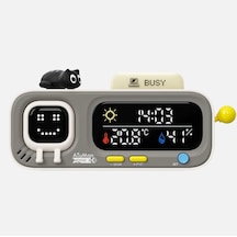 Atuman Mood-a Akıllı Termometre Higrometre Saat Retro Piksel Ekranlı Sıcaklık Nem Ölçer, Usb Şarjlı Masaüstü Akıllı Oda Monitörü, Animasyonlu Dekoratif Ev & Ofis Cihazı Hediyelik Süs Siyah