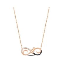 Zirkon Taşlı Rose Aşk Yazılı Model 1 Sonsuzluk Kadın Gümüş Kolye (484545661)