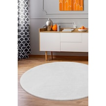Dijidekor Peluş Halı Beyaz Cool Yıkanabilir Yuvarlak Kesme Po...