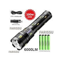 Gold Orıon Or-g400y: 100w Ultra Güçlü, Zoomlu Ve Çok Fonksiyonlu Şarjlı El Feneri Siyah