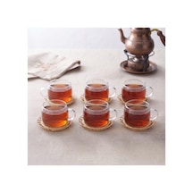 12 Parça El Yapımı Bambu Çay Seti - El Yapımı Bambu Bardak Altlığı - 6 Kişilik Fincan Takımı Bambu