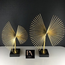 Gold 2'li P Ofis Metal Aksesuar Biblo Ev Salon Dekorasyon Obje