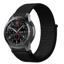 Samsung Galaxy Watch 3 46Mm Kaliteli Hasır Örme Kordon Siyah-Şeffaf