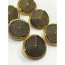 Kaban Manto Düğmesi / Metalize Plastik Düğme / Antik Gold / 3 Cm 6 Lı Set