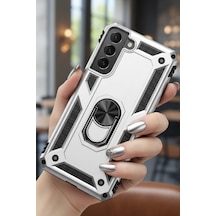 Samsung Uyumlu Galaxy S22 Plus Kılıf Yüzüklü Stand Olabilen Magnetic Tpu Tank Kapak