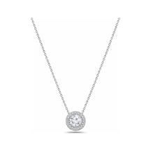 Çekirdekjewelry 925 Ayar Gümüş Sarı Altın Kaplama Tektaş Halo Kolye Zirkon Taşlı Şık Kadın Kolye Gri