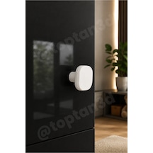 15 Adet - Beyaz Oval Kare Kulp - Modern Ve Şık Dolap, Gardırop, Şifonyer, Komodin Ve Çekmece Kulpu Vida Dahil Sarı