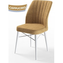 Canisa Concept Flex Serisi, Üst Kalite Mutfak Sandalyesi, Gürgen Beyaz Ahşap Ayak, Cappucino Sandalye Sandalye Cappucino Ayaklar Beyaz