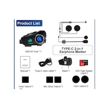 Q28-2x Motosiklet Kask Bluetooth İnterkom Su Geçirmez 1080p Hd Sürüş Kaydedici Kablosuz Kamera-1279