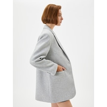Koton Blazer Ceket Düğmeli Kapaklı Cepli Gri Melanj 4wak00093ew 4WAK00093EWGRM Gri Melanj