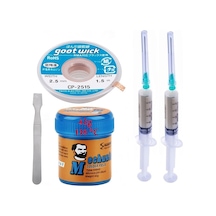 Mechanic Krem Lehim Mechanic Solder Paste 42 Gr 138c Lehim Emme Temizleme Teli 2,5 Mm Ve Metal Spatula Seti02