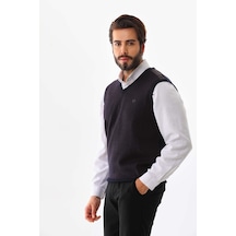 Pelikan Erkek Çizgi Detaylı V Yaka Süveter 7624 Lacivert