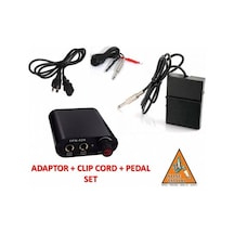 Tattoo Dövme Makinesi Adaptör + Clıp Cord + Pedal Set - Çift Jakl