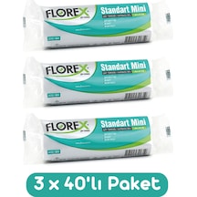 Florex Standart Mini Boy Çöp Torbası 44x45 Cm 40'lı Rulo Beyaz 3 Rulo (120 Adet)