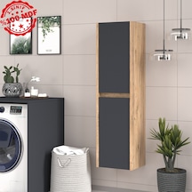 Banos Roomart 2 Kapaklı Ahşap-Antrasit 130X35Cm Boy Dolabı Antrasit