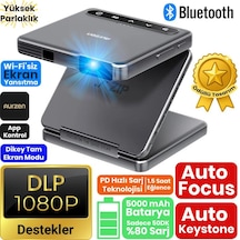 Vankyo Aurzen Zıp Katlanabilir Dlp 1080p Destekli Bataryalı Projeksiyon Cihazı +auto Focus+auto Keystone+type-c Hızlı Şarj+6g Wifi+6.1 Bluetooth Koyu Gri - Ps5/ps4/xbox