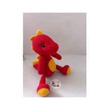 Adenya Sepeti Amigurumi Örgü Dinazor Oyun Ve Uyku Arkadaşı-sarı Kırmızı Çok Renkli