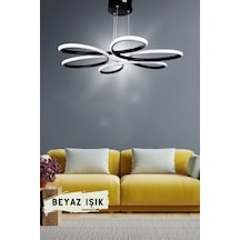 Levent Papatya Model Led Tavan Lambası,modern Aydınlatma Dekoratif Şık Avize 60 Cm Siyah