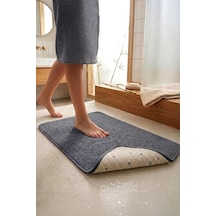 Kaymaz Tabanlı Yumuşak Banyo Paspası Halısı 40x60 Cm Gri