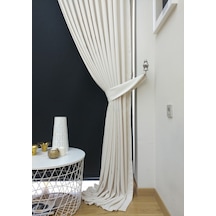 Evdepo Home Kırık Beyaz Fon Perde Tek Kanat Beyaz